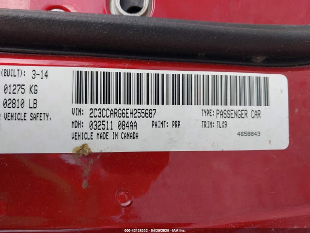 Продажа на аукционе авто 2014 Chrysler 300, vin: 2C3CCARG6EH255687, номер лота: 42138332