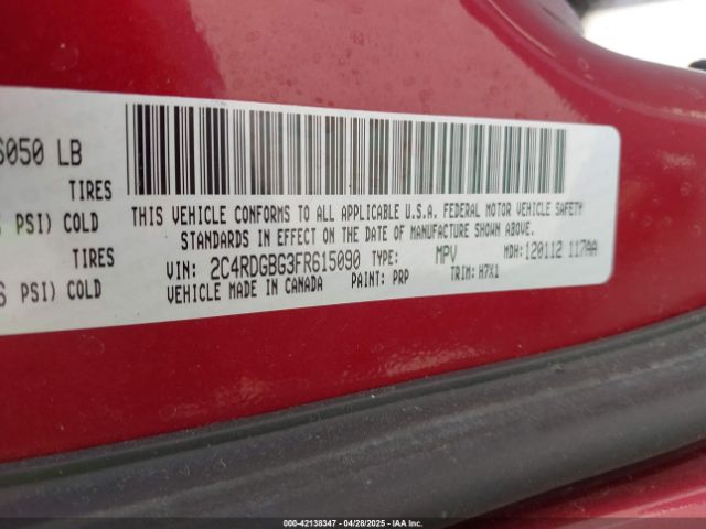 2C4RDGBG3FR615090 Dodge Grand Caravan Se