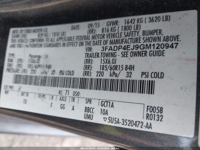 2016 FORD FIESTA 3FADP4EJ9GM120947 Photo 8