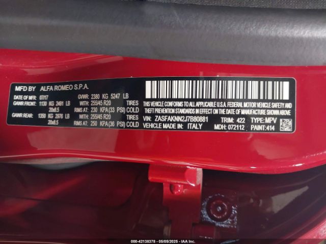 ZASFAKNN2J7B80881 Alfa Romeo Stelvio Ti Sport Awd