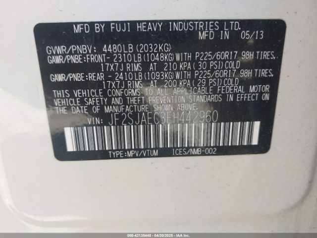 JF2SJAEC3EH442960 Subaru Forester 2.5i Premium