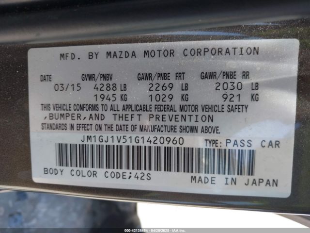JM1GJ1V51G1420960 Mazda MAZDA6