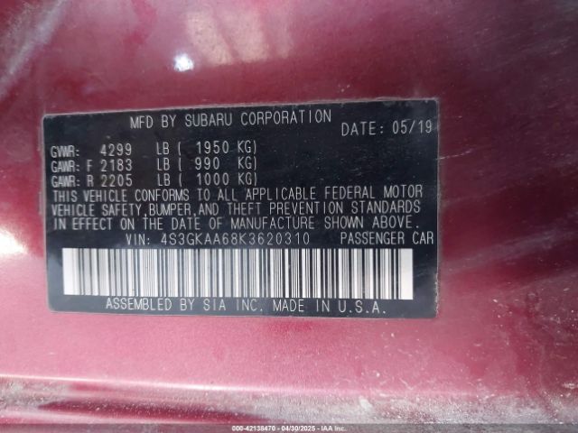 4S3GKAA68K3620310 Subaru Impreza 2.0i