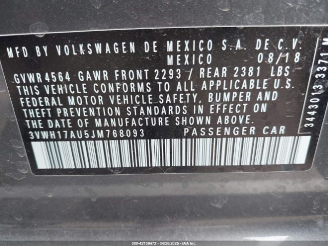 3VWH17AU5JM768093 Volkswagen Golf Alltrack Tsi S/tsi Se/tsi Sel