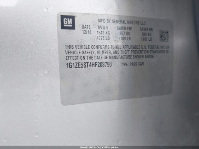 1G1ZE5ST4HF208798 Chevrolet MALIBU 1LT
