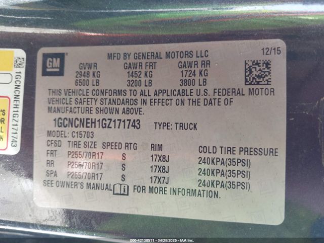 1GCNCNEH1GZ171743 Chevrolet Silverado 1500 Wt