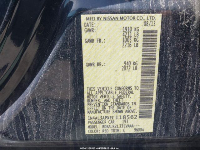 1N4AL3APXEC118562 Nissan Altima 2.5 S