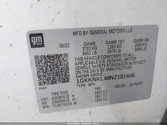2022 GMC ACADIA 1GKKNKL48NZ181456 Photo 8