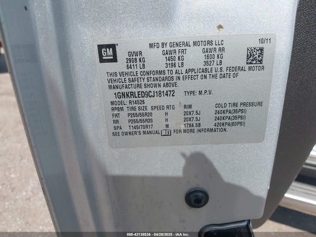 2012 CHEVROLET TRAVERSE 1GNKRLED9CJ181472 Photo 8