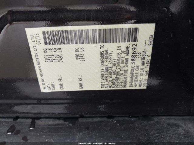 1N4AA6APXGC388692 Nissan Maxima 3.5 Sv
