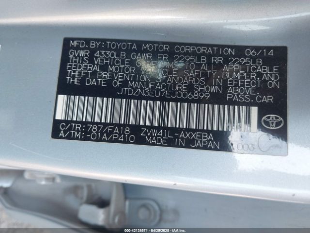 JTDZN3EU7EJ006899 Toyota Prius V Two