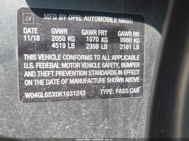 W04GL6SX0K1031243 Buick Regal Sportback Fwd Preferred