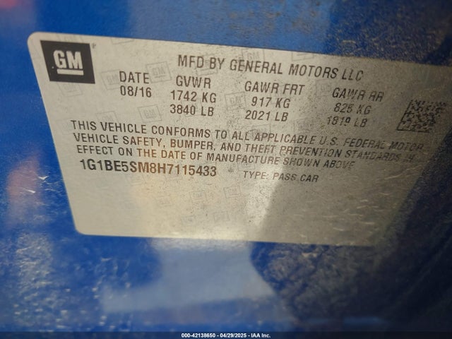1G1BE5SM8H7115433 Chevrolet Cruze Lt Auto