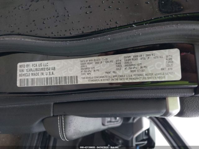 2021 JEEP GRAND CHEROKEE L 1C4RJJBG5M8154148 Photo 8