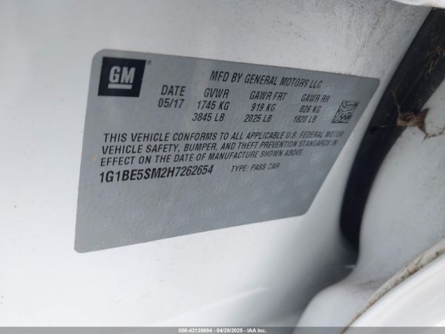 1G1BE5SM2H7262654 Chevrolet Cruze Lt Auto