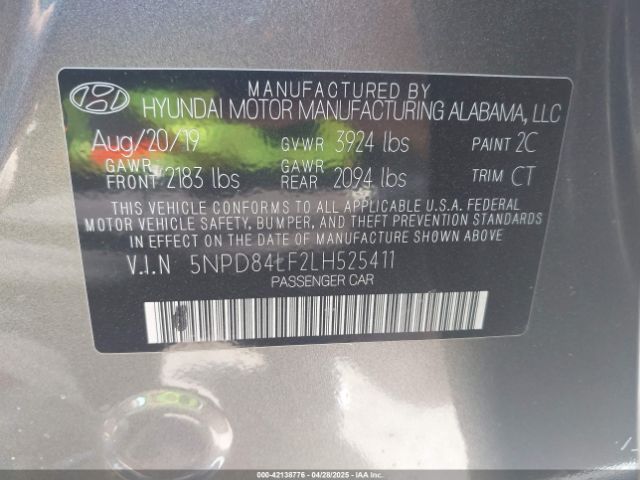2020 HYUNDAI ELANTRA 5NPD84LF2LH525411 Photo 8