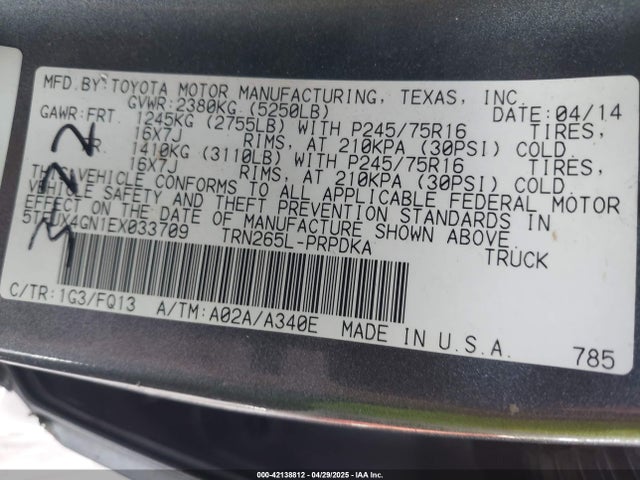 5TFJX4GN1EX033709 Toyota Tacoma Prerunner