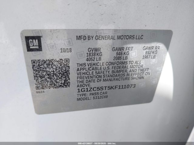 1G1ZC5ST5KF111073 Chevrolet Malibu 1fl