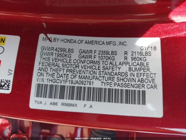 1HGCV1F19JA092761 Honda ACCORD LX