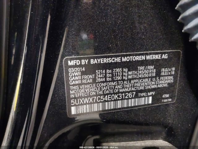 5UXWX7C54E0K31267 BMW X3 Xdrive35i