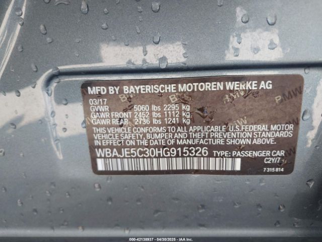 2017 BMW 540I WBAJE5C30HG915326 Photo 8