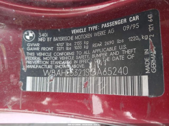 1995 BMW 540 WBAHE5321SGA65240 Photo 8