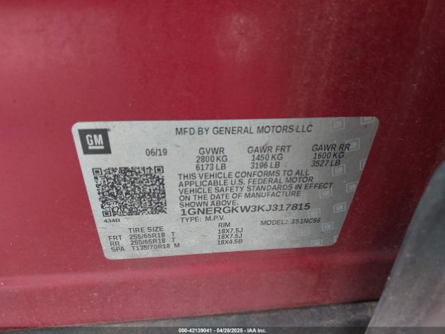 1GNERGKW3KJ317815 Chevrolet lfy - spark ignited direct injection, atss, gen 1