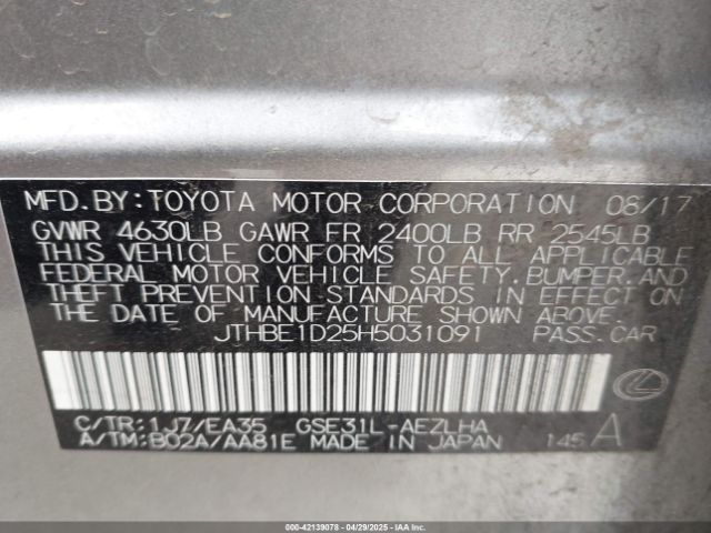 JTHBE1D25H5031091 Lexus 2gr-fse