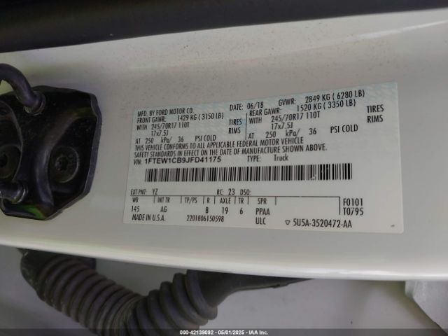 1FTEW1CB9JFD41175 Ford F-150 Xl