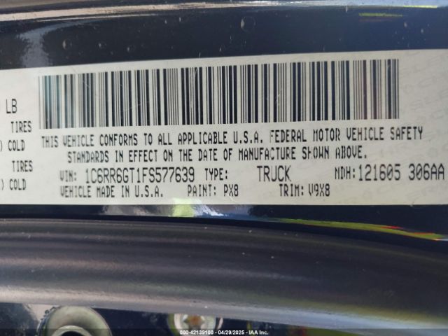 1C6RR6GT1FS577639 RAM 1500 Slt