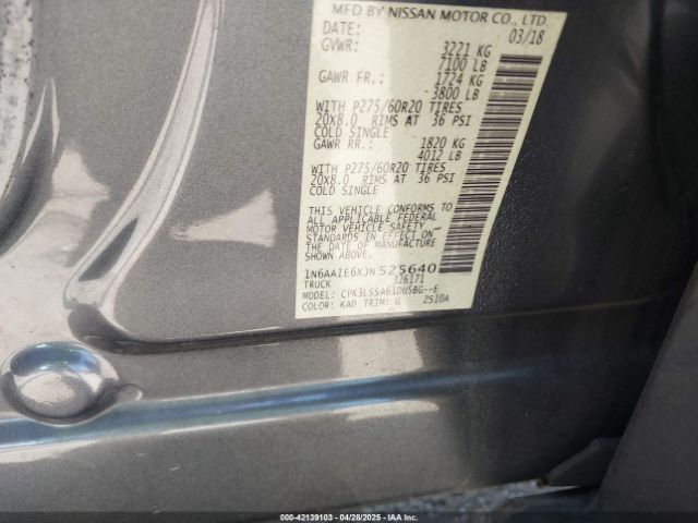 1N6AA1E6XJN525640 Nissan TITAN SV