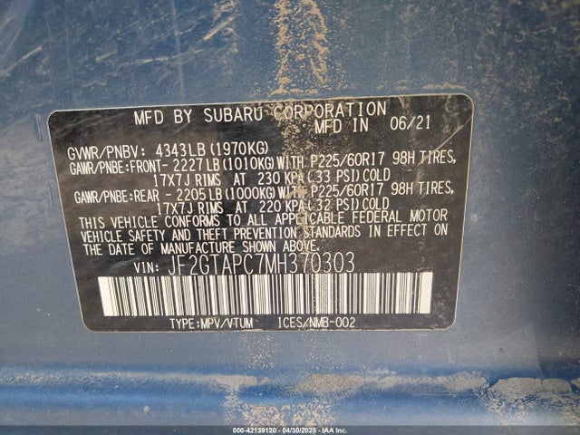 JF2GTAPC7MH370303 Subaru na