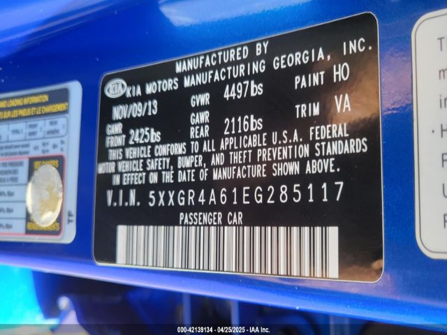 5XXGR4A61EG286117 KIA OPTIMA SX