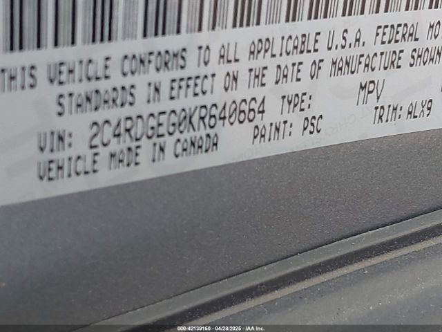 2C4RDGEG0KR640664 Dodge Grand Caravan Gt