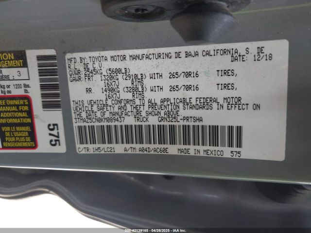 3TMAZ5CN0KM089437 Toyota Tacoma Trd Off Road