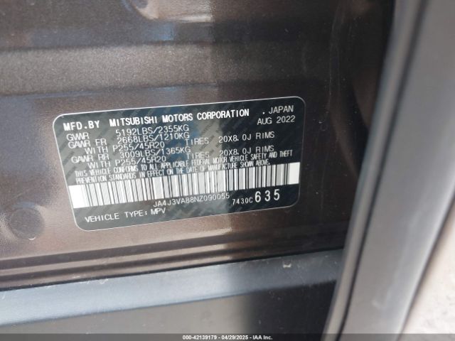 JA4J3VA88NZ090055 Mitsubishi Outlander