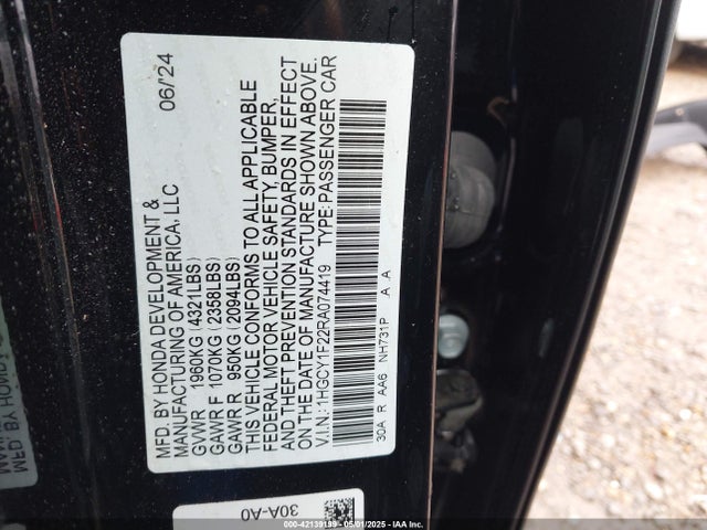 1HGCY1F22RA074419 Honda l15be