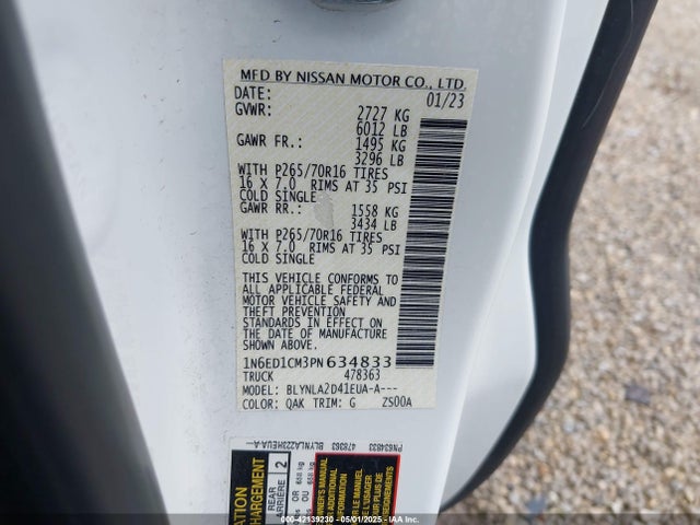 Nissan Frontier King Cab S 4x4 2023 1N6ED1CM3PN634833 Image 9