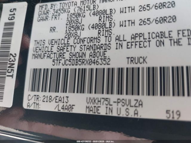 5TFJC5DB5RX046352 Toyota Tundra Hybrid Limited 4wd