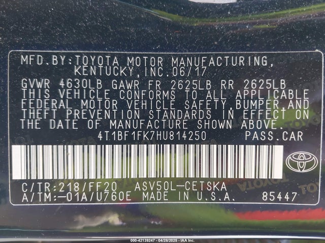 4T1BF1FK7HU814250 Toyota CAMRY SE