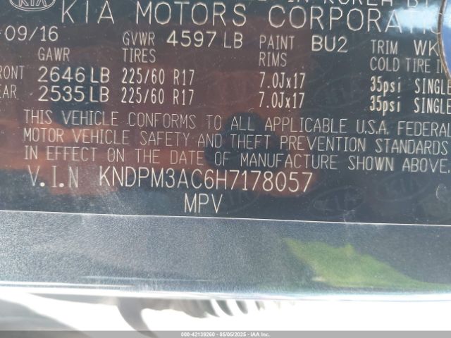 KNDPM3AC6H7178057 KIA Sportage Lx