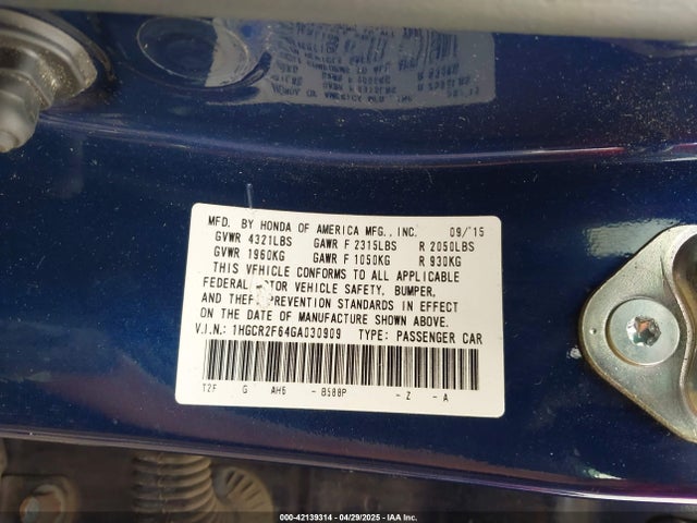 1HGCR2F64GA030909 Honda Accord Sport