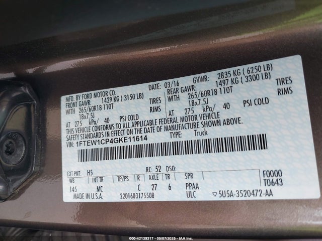 Ford 2016 2016 1FTEW1CP4GKE11614 Image 9