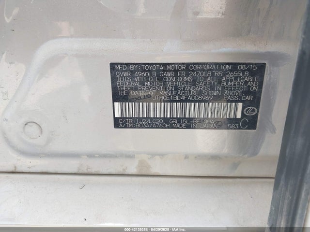 Lexus GS 350 2015 JTHCE1BL4FA008969 Image 9