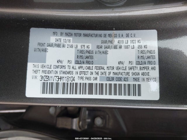3MZBN1V73HM118104 Mazda Mazda3 Touring