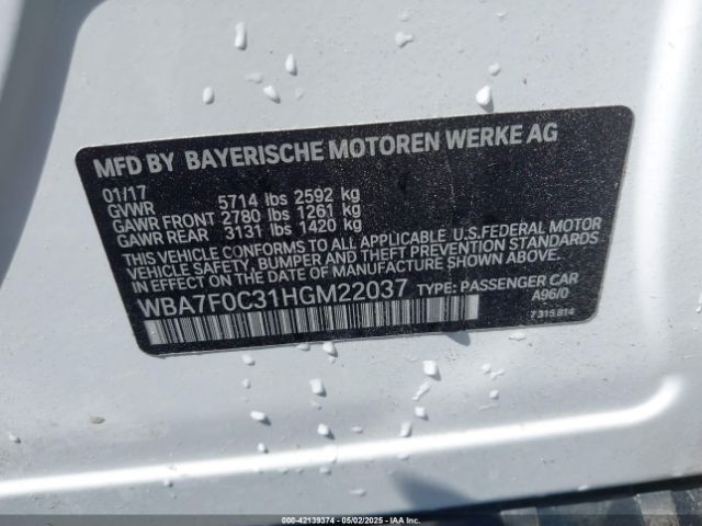 WBA7F0C31HGM22037 BMW 750i