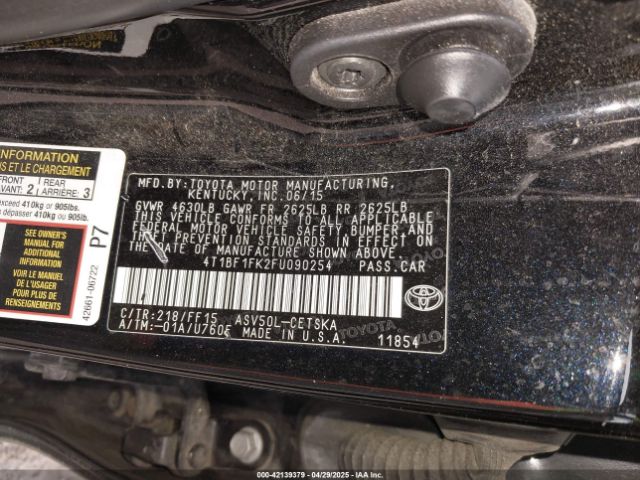 2015 TOYOTA CAMRY 4T1BF1FK2FU090254 Photo 8