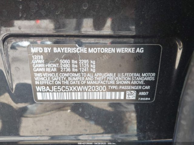 2019 BMW 540I WBAJE5C5XKWW20300 Photo 8