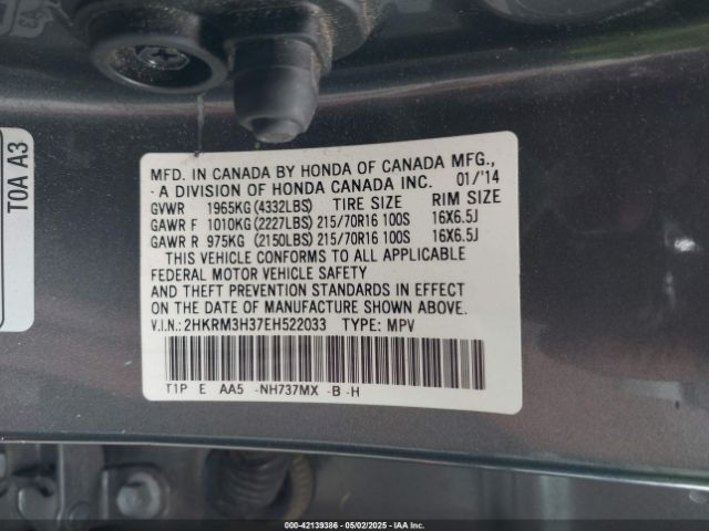 2HKRM3H37EH522033 Honda CR-V LX