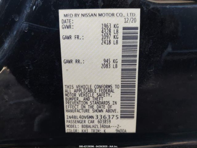 2021 NISSAN ALTIMA 1N4BL4DV6MN336375 Photo 8